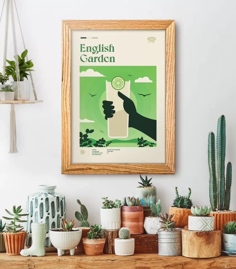 Mid-century modern English Garden Cocktail poster