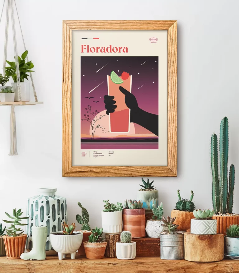 Mid-century modern Floradora Cocktail poster