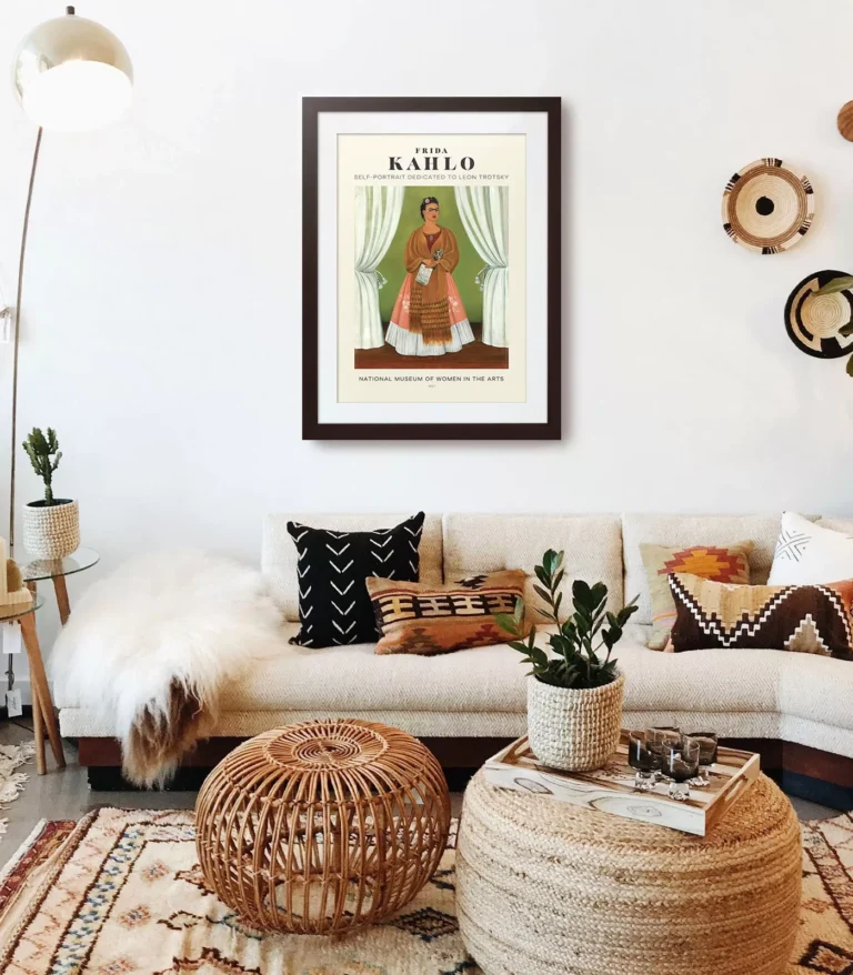 Mid-century modern Frida Kahlo Self-Portrait Dedicated to Leon Trotsky poster