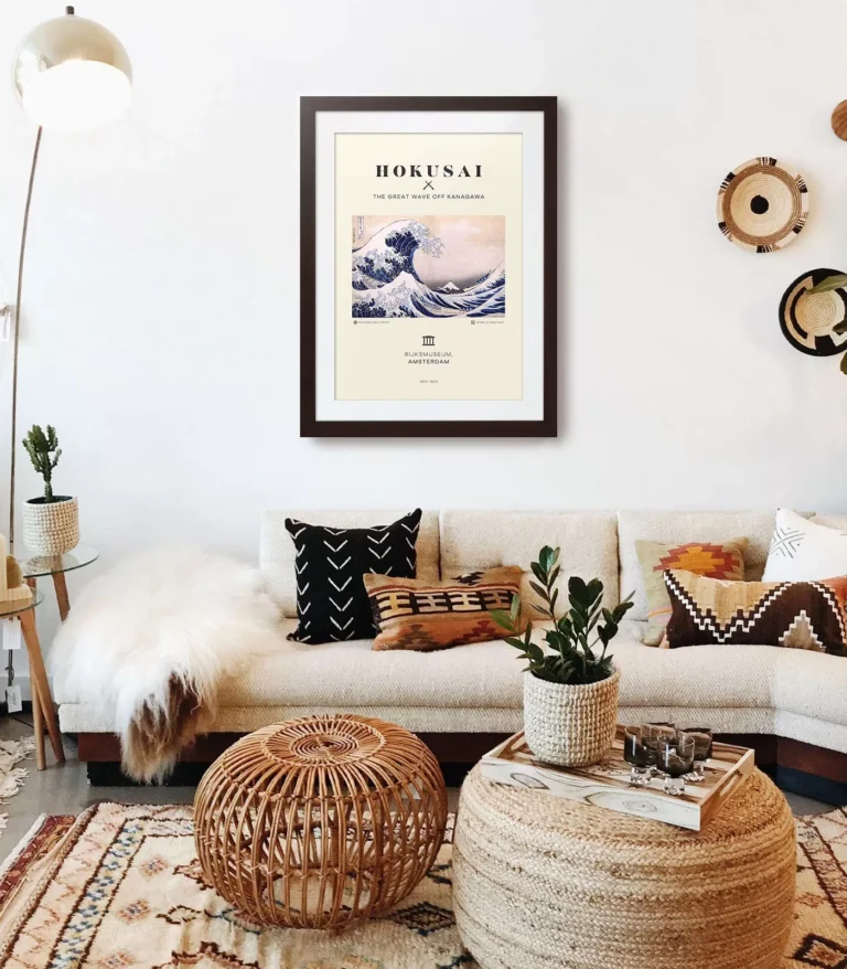 Mid-century modern Hokusai The Great Wave off Kanagawa poster