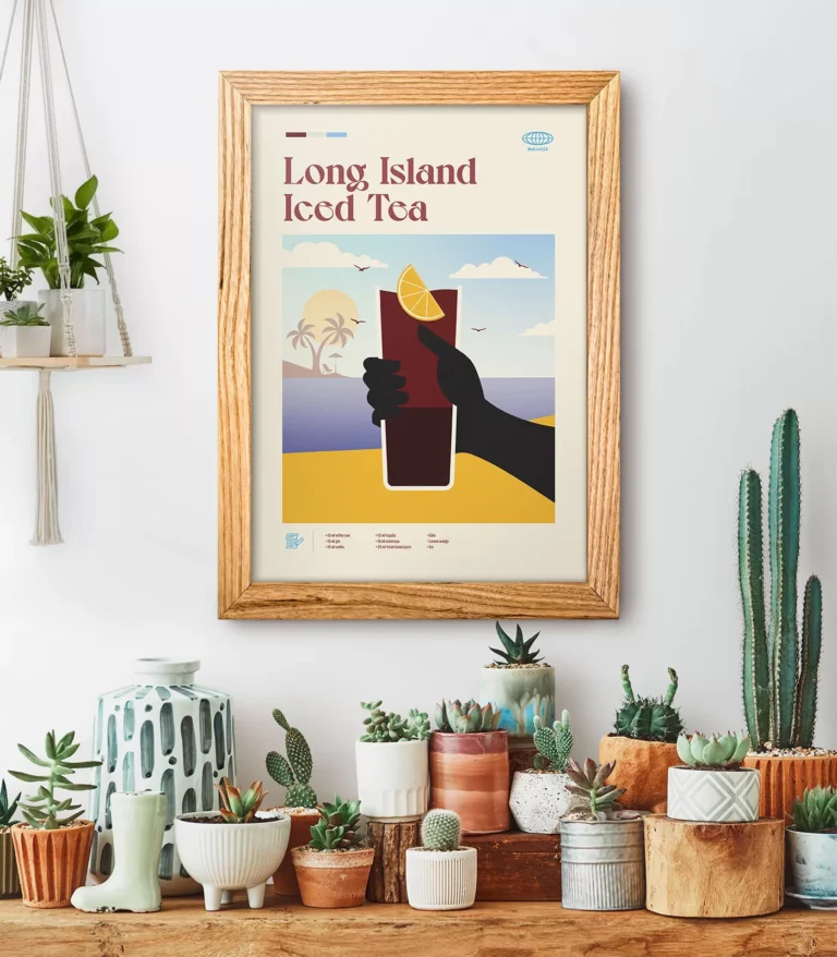 Mid-century modern Long Island Iced Tea Cocktail poster