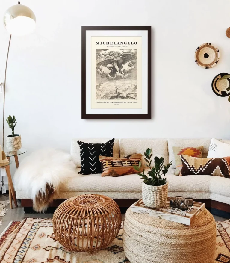 Mid-century modern Michelangelo The Rape of Ganymede poster