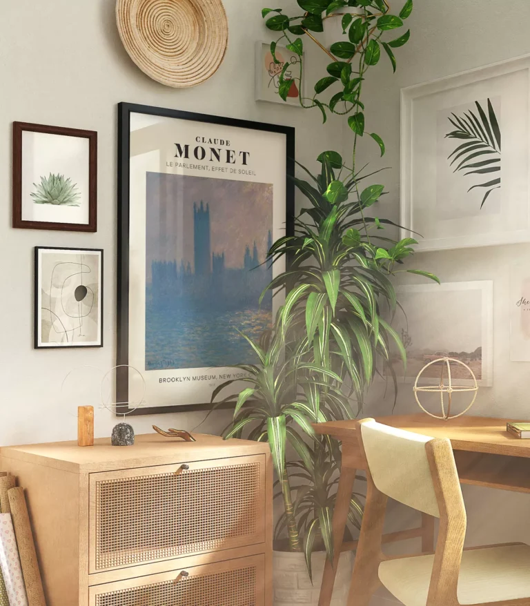 Mid-century modern Claude Monet Le Parlement, Effet de Soleil poster