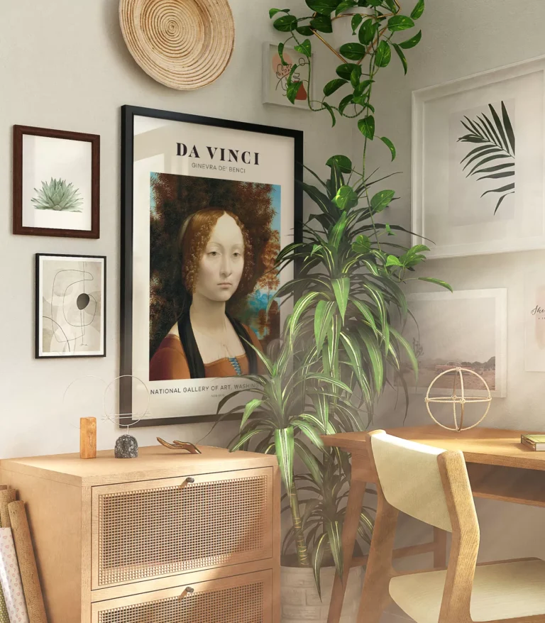 Mid-century modern Leonardo da Vinci Portrait of Ginevra Benci poster
