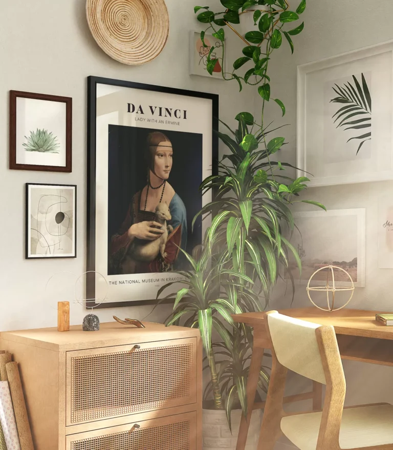 Mid-century modern Leonardo da Vinci Lady with an Ermin poster