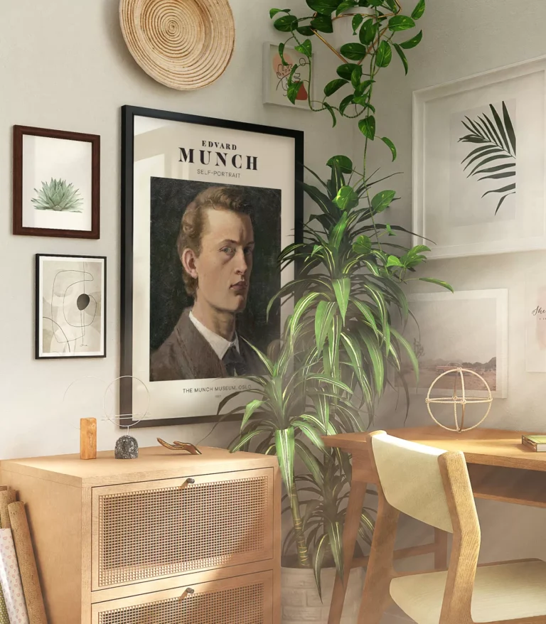 Mid-century modern Edvard Munch Self Portrait poster