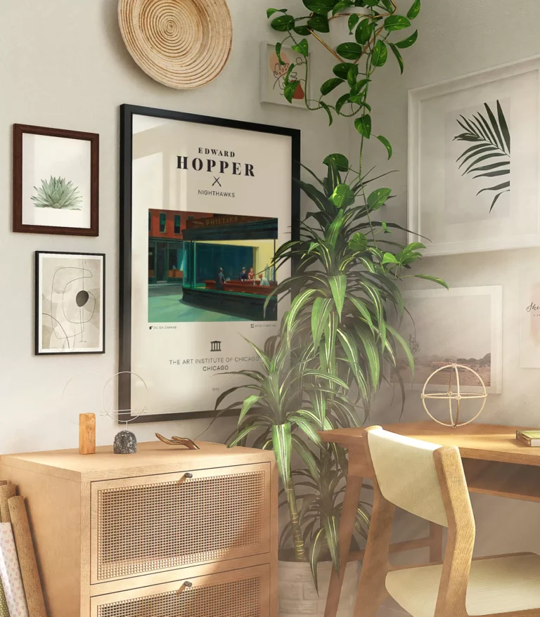 Mid-century modern Edward Hopper Nighthawks poster