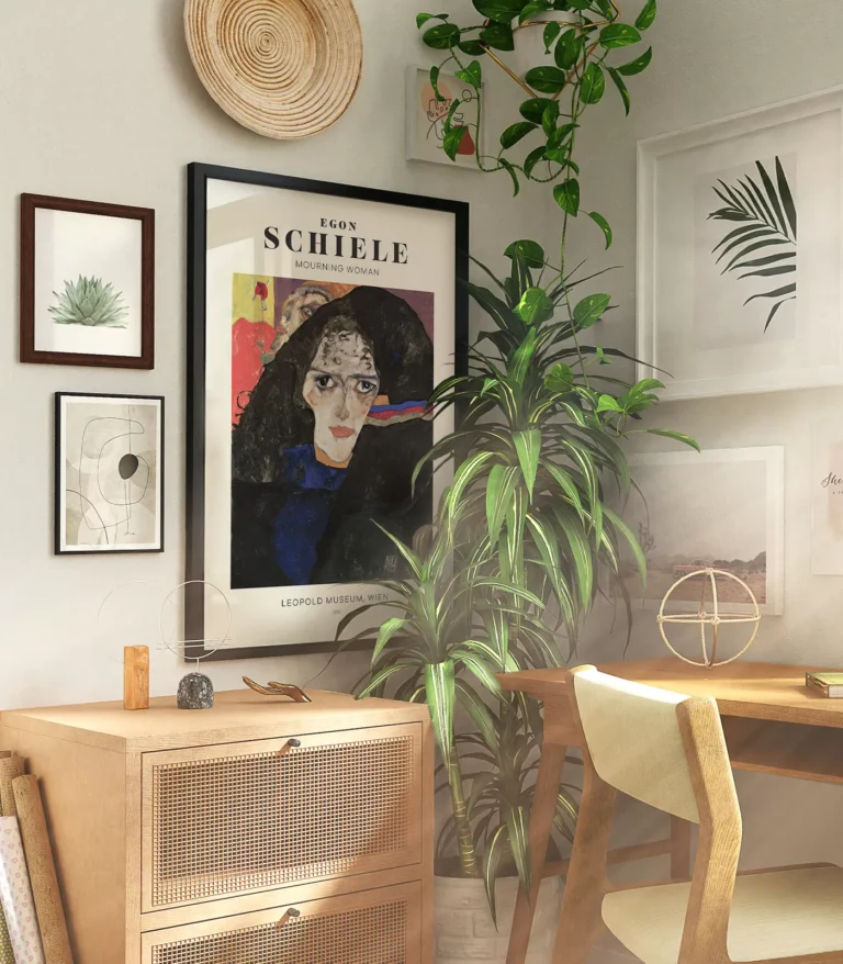 Mid-century modern Egon Schiele Mourning Woman poster