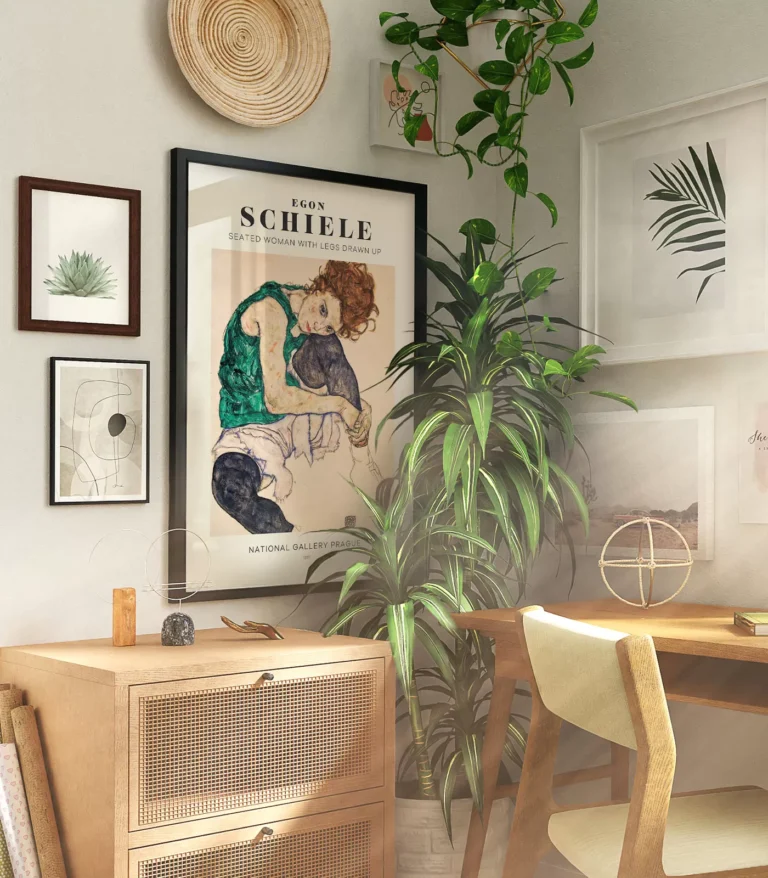 Mid-century modern Egon Schiele Seated Woman with Legs Drawn Up poster