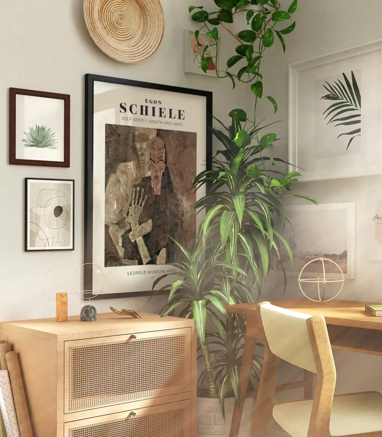 Mid-century modern Egon Schiele Self-Seer II (Death and Man) poster