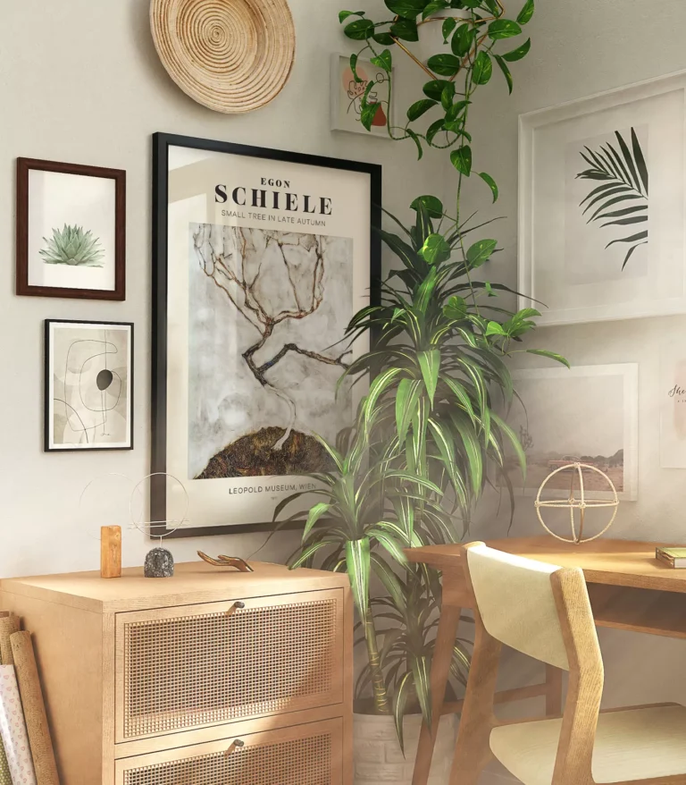 Mid-century modern Egon Schiele Small Tree in Late Autumn poster