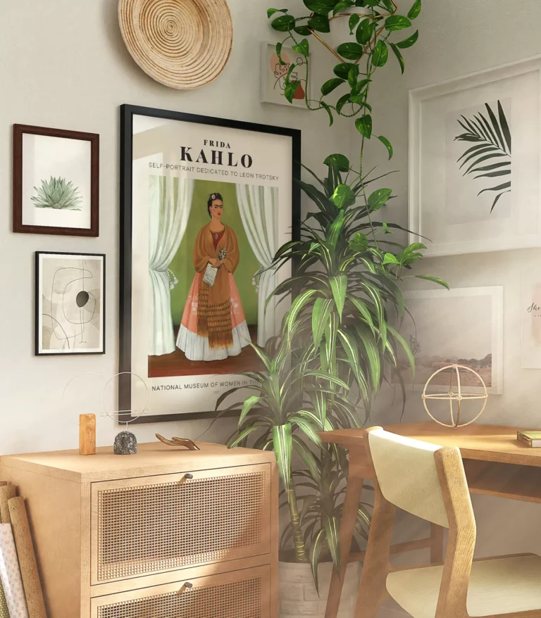 Mid-century modern Frida Kahlo Self-Portrait Dedicated to Leon Trotsky poster