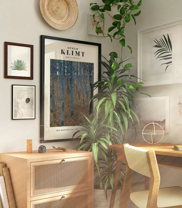 Mid-century modern Gustav Klimt Beech Grove poster