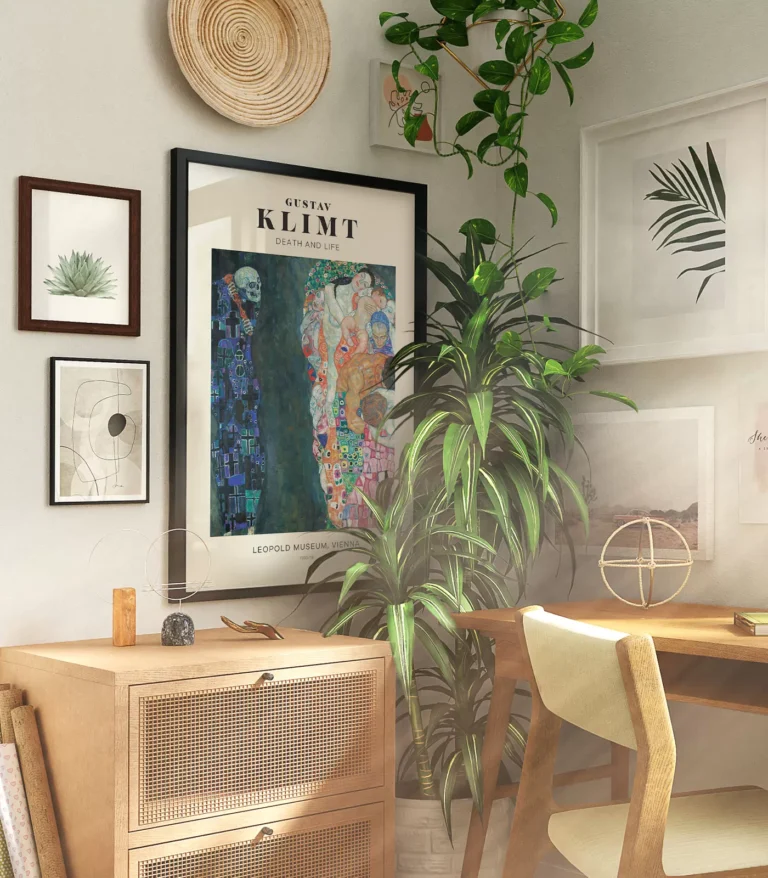 Mid-century modern Gustav Klimt Death and Life poster