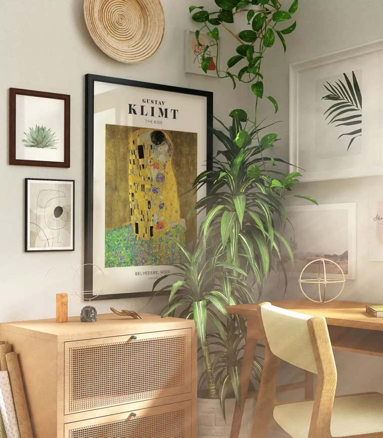 Mid-century modern Gustav Klimt The Kiss poster