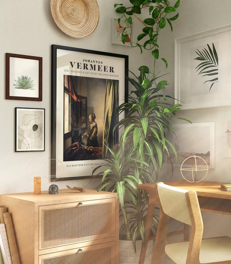 Mid-century modern Johannes Vermeer Girl Reading a Letter by an Open Window poster