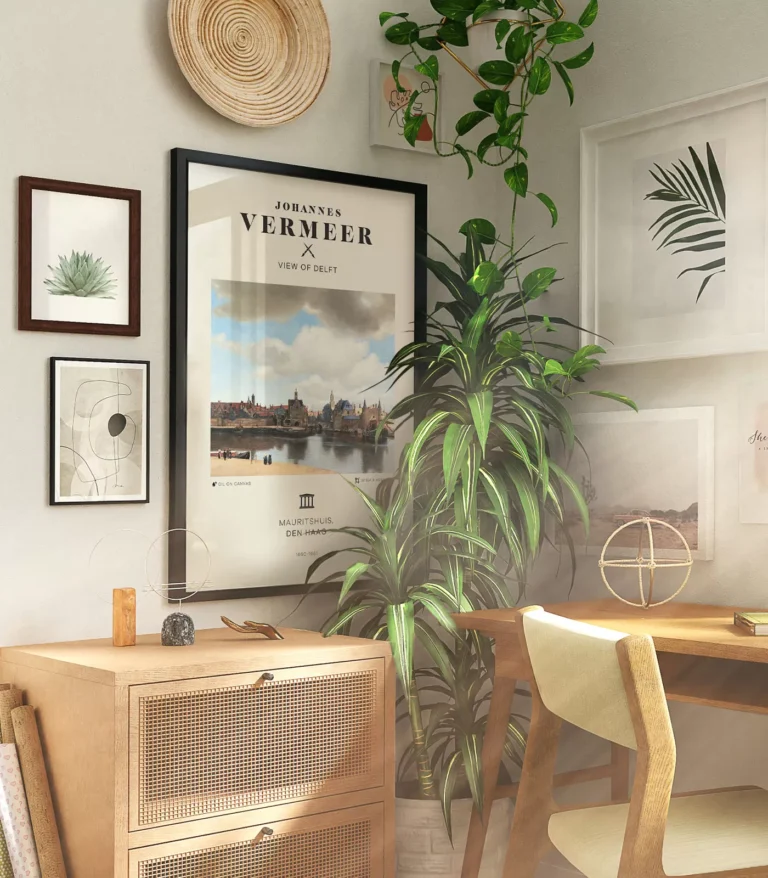 Mid-century modern Johannes Vermeer View of Delft poster