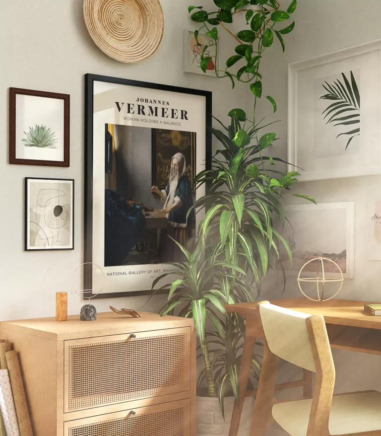 Mid-century modern Johannes Vermeer Woman Holding a Balance poster