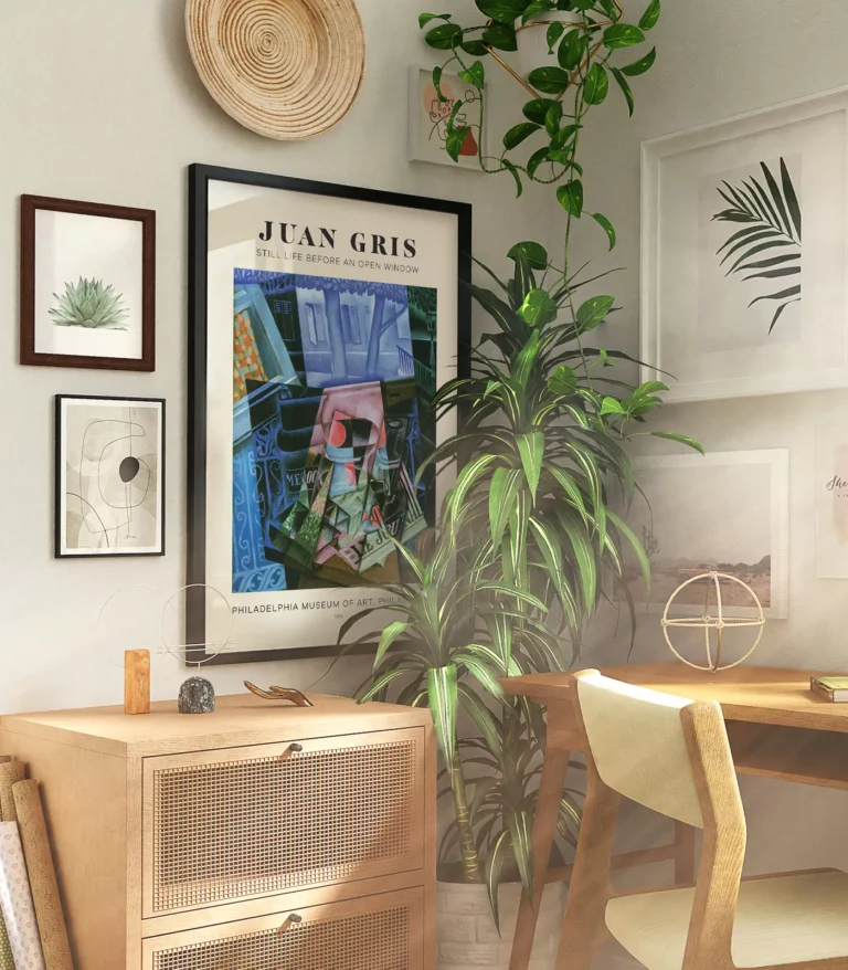 Mid-century modern Juan Gris Still Life Before an Open Window poster