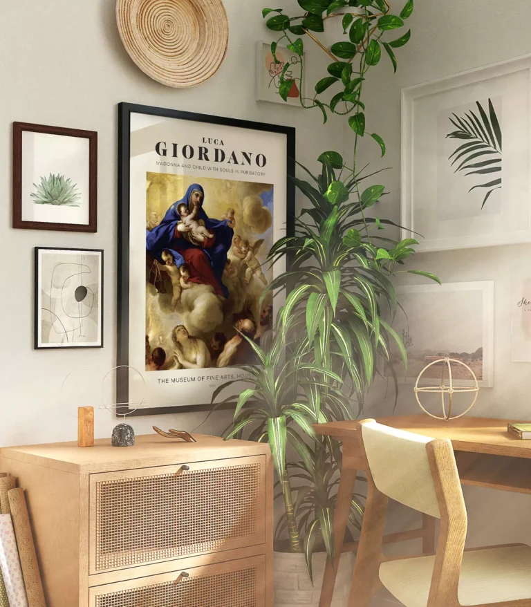 Mid-century modern Luca Giordano Madonna and Child with Souls in Purgatory poster