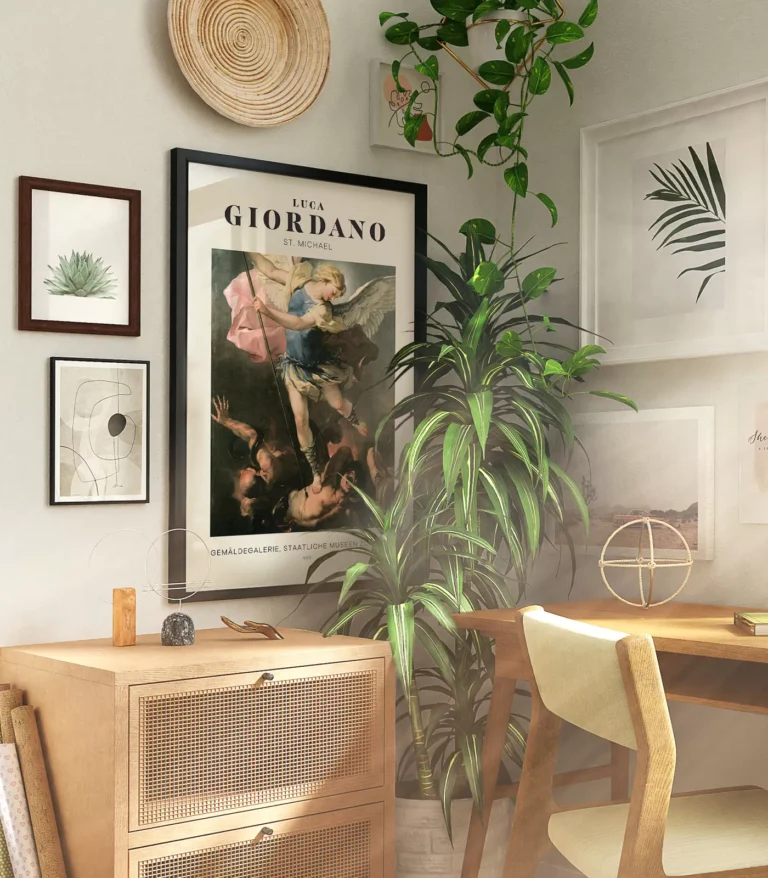 Mid-century modern Luca Giordano St. Michael poster