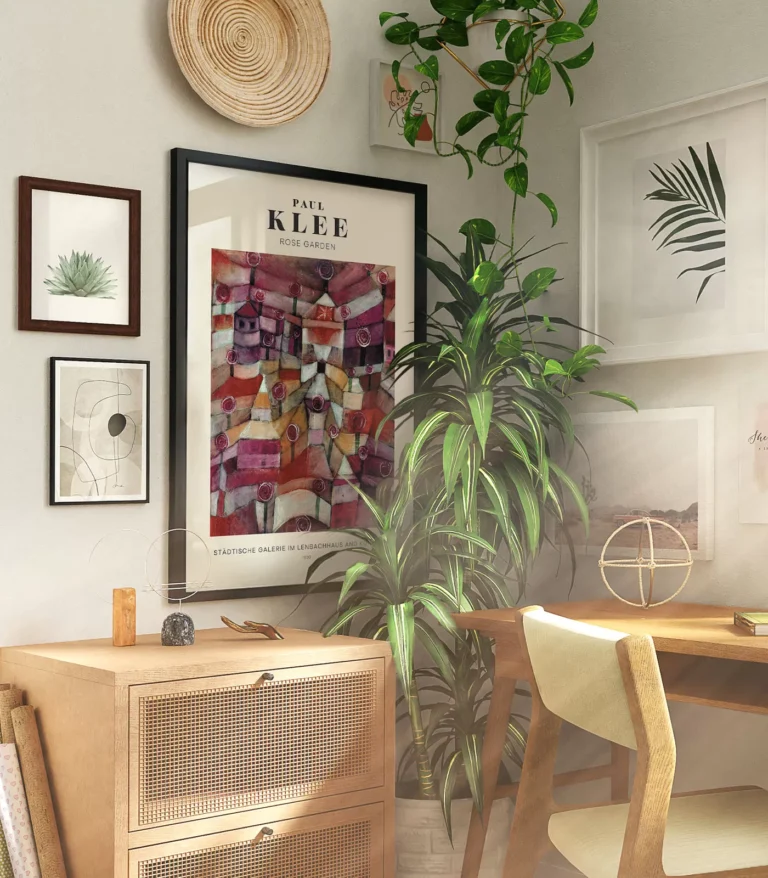 Mid-century modern Paul Klee Rose Garden poster