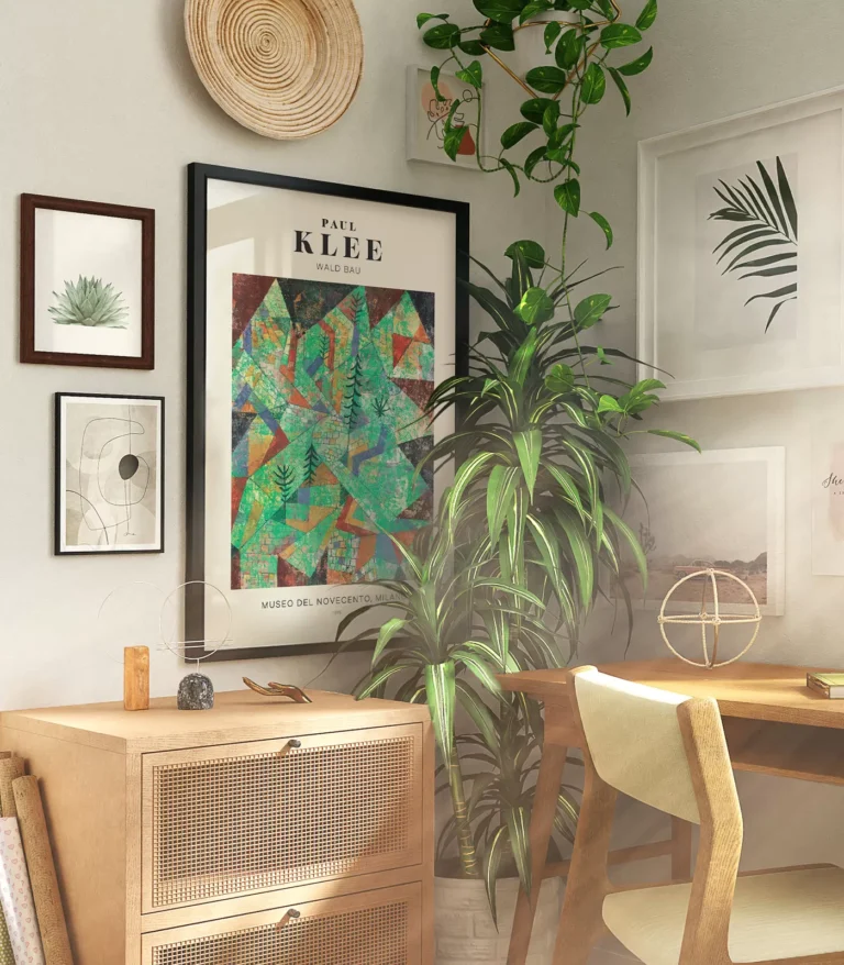 Mid-century modern Paul Klee Wald Bau poster