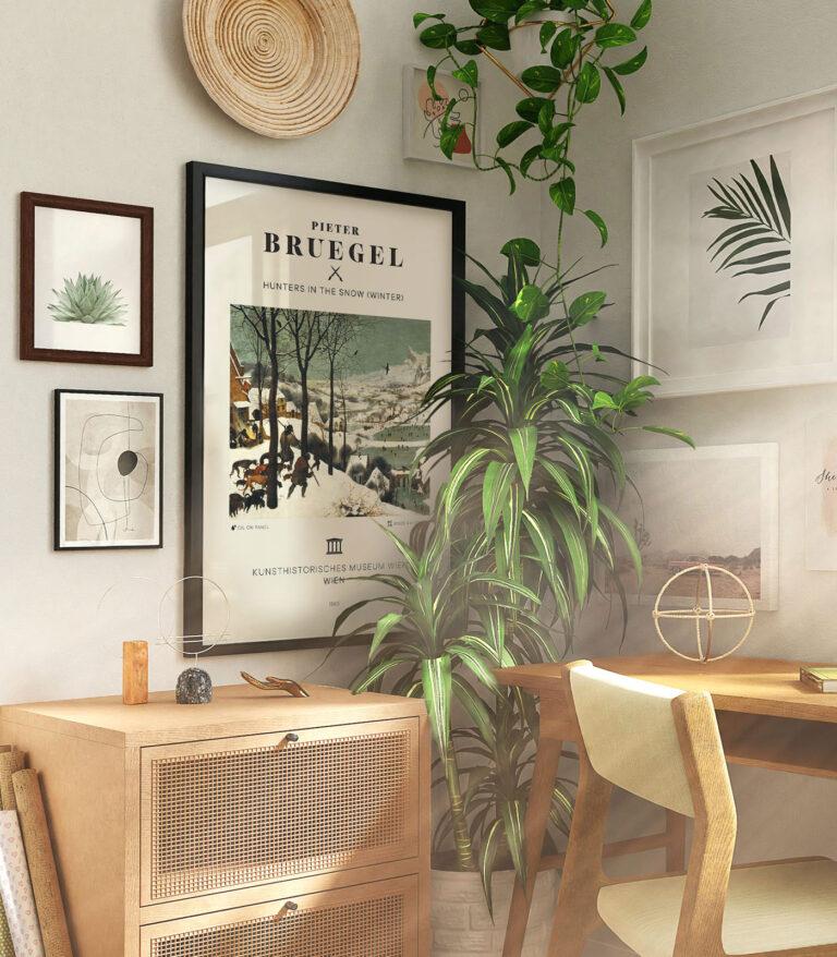 Mid-century modern Pieter Bruegel Hunters in the Snow (Winter) poster