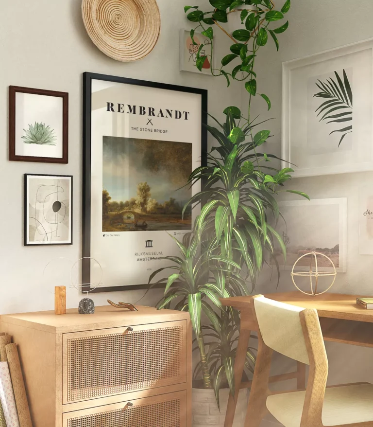 Mid-century modern Rembrandt The Stone Bridge poster