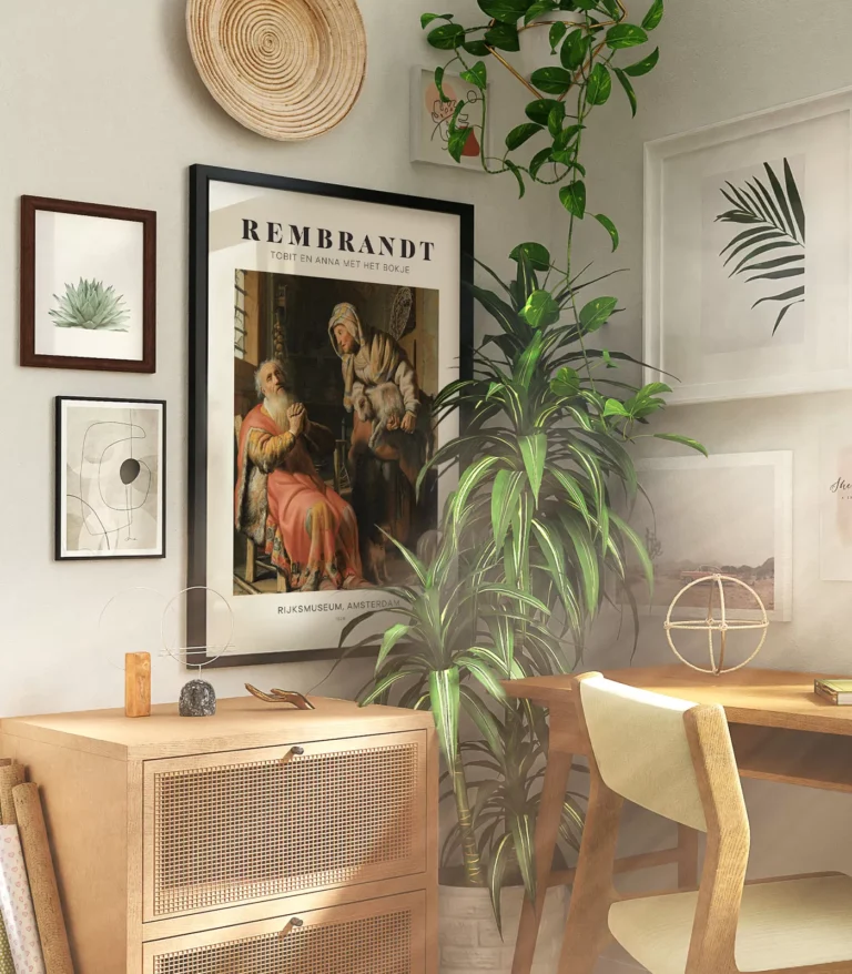 Mid-century modern Rembrandt Tobit en Anna Met Het Bokje poster