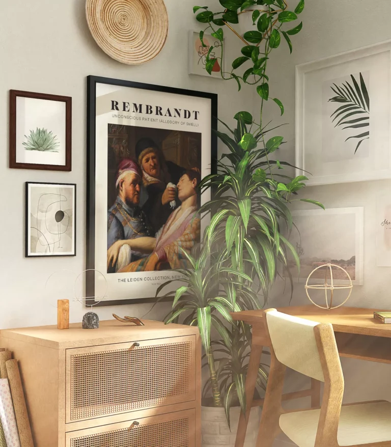 Mid-century modern Rembrandt Unconscious Patient (Allegory of Smell) poster