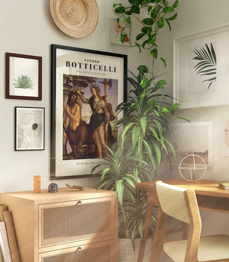 Mid-century modern Sandro Botticelli Pallade e il Centauro (Pallas and The Centaur) poster