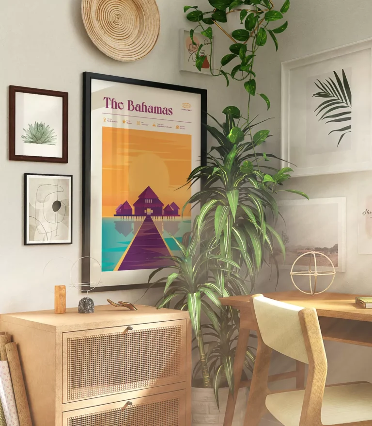 Mid-century modern The Bahamas retro travel poster