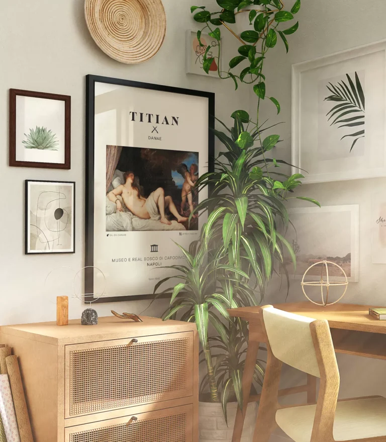 Mid-century modern Titian Danae poster