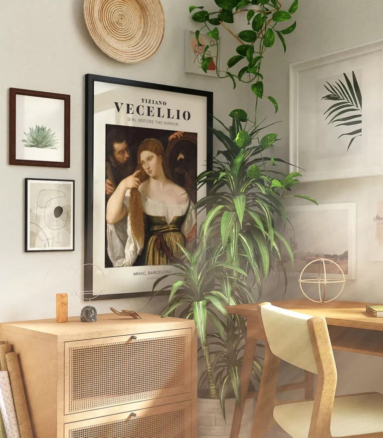 Mid-century modern Vecellio Girl Before the Mirror poster