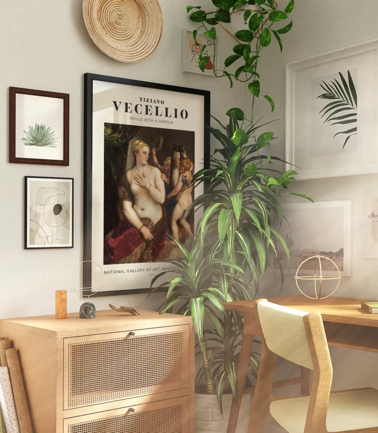 Mid-century modern Vecellio Venus with a Mirror poster