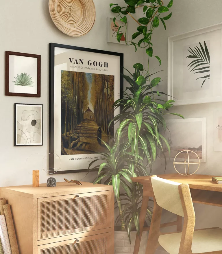 Mid-century modern Vincent van Gogh Avenue of Poplars in Autumn poster