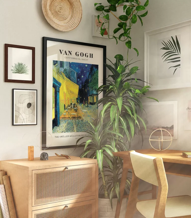 Mid-century modern Vincent van Gogh Caféterras Bij Nacht poster