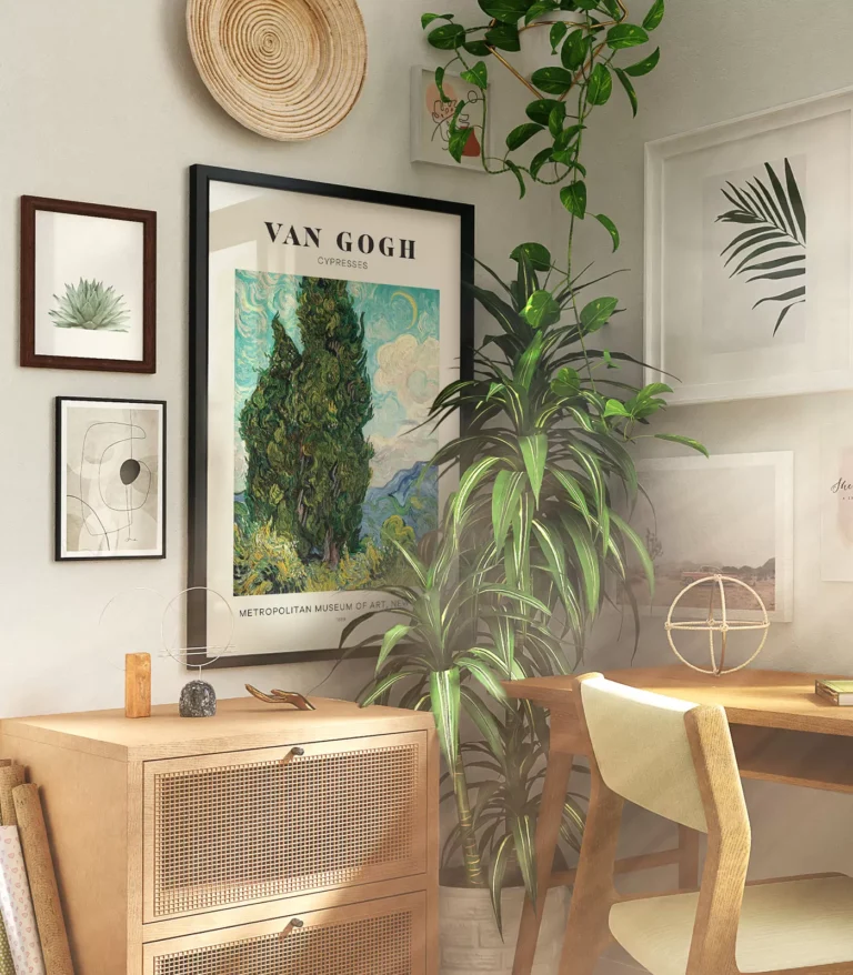 Mid-century modern Vincent van Gogh Cypresses poster