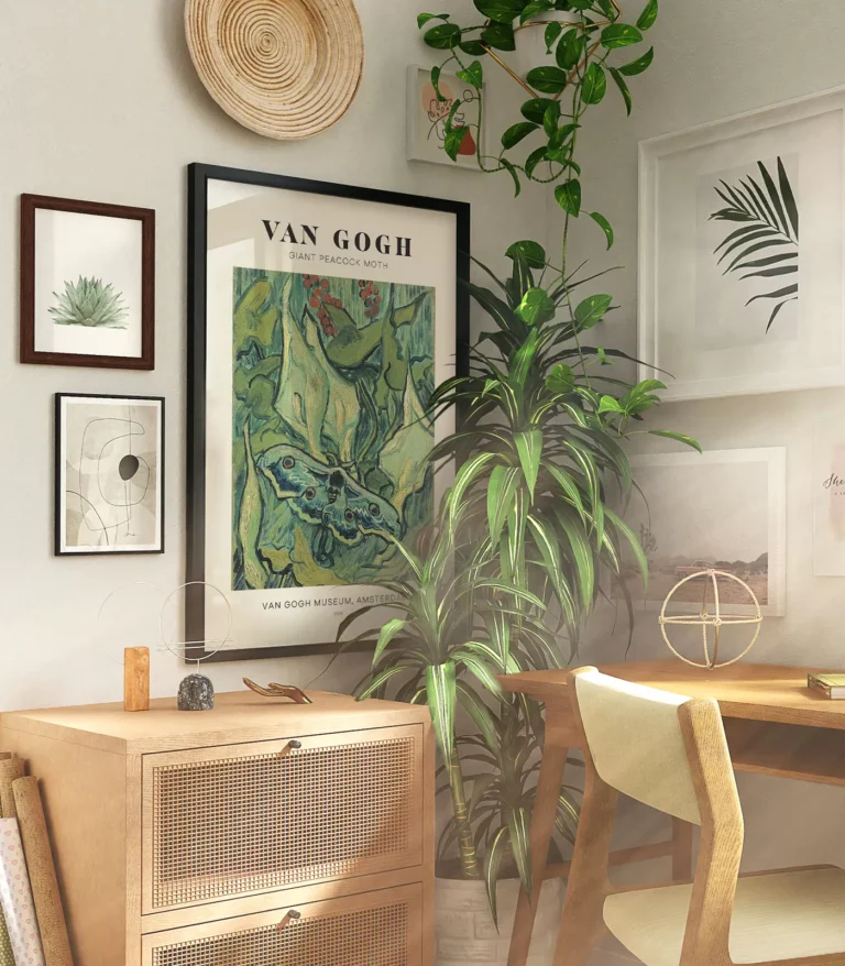 Mid-century modern Vincent van Gogh Giant Peacock Moth poster