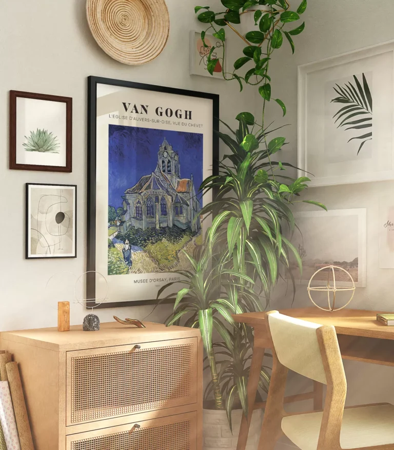 Mid-century modern Vincent van Gogh The Church at Auvers poster