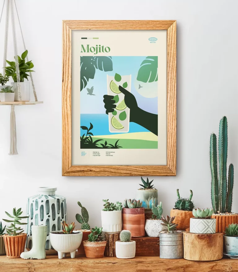 Mid-century modern Mojito Cocktail poster