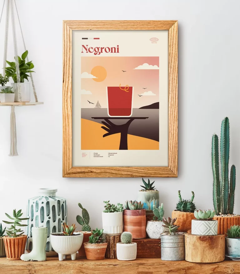 Mid-century modern Negroni Cocktail poster