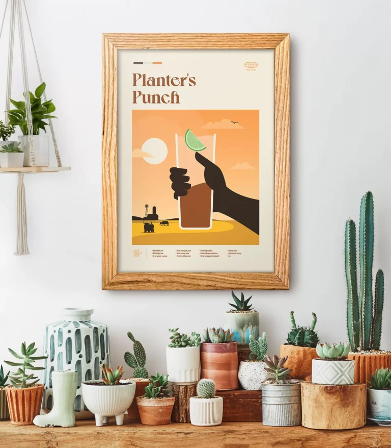 Mid-century modern Planter's Punch Cocktail poster