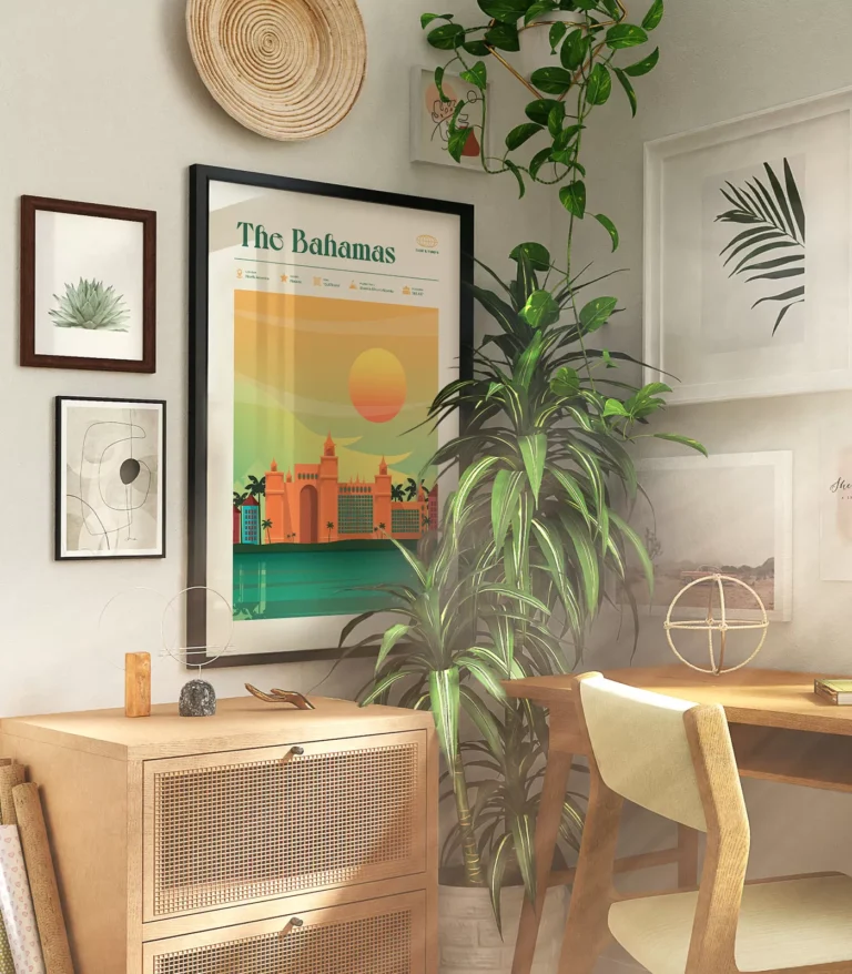 Mid-century modern The Bahamas retro travel poster