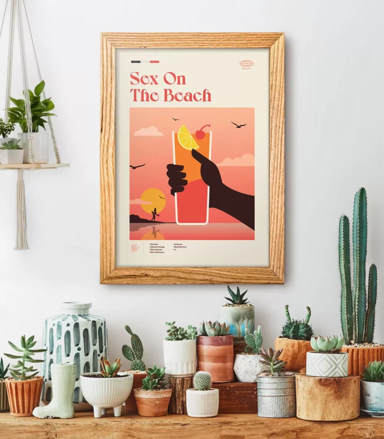 Mid-century modern Sex on the Beach Cocktail poster