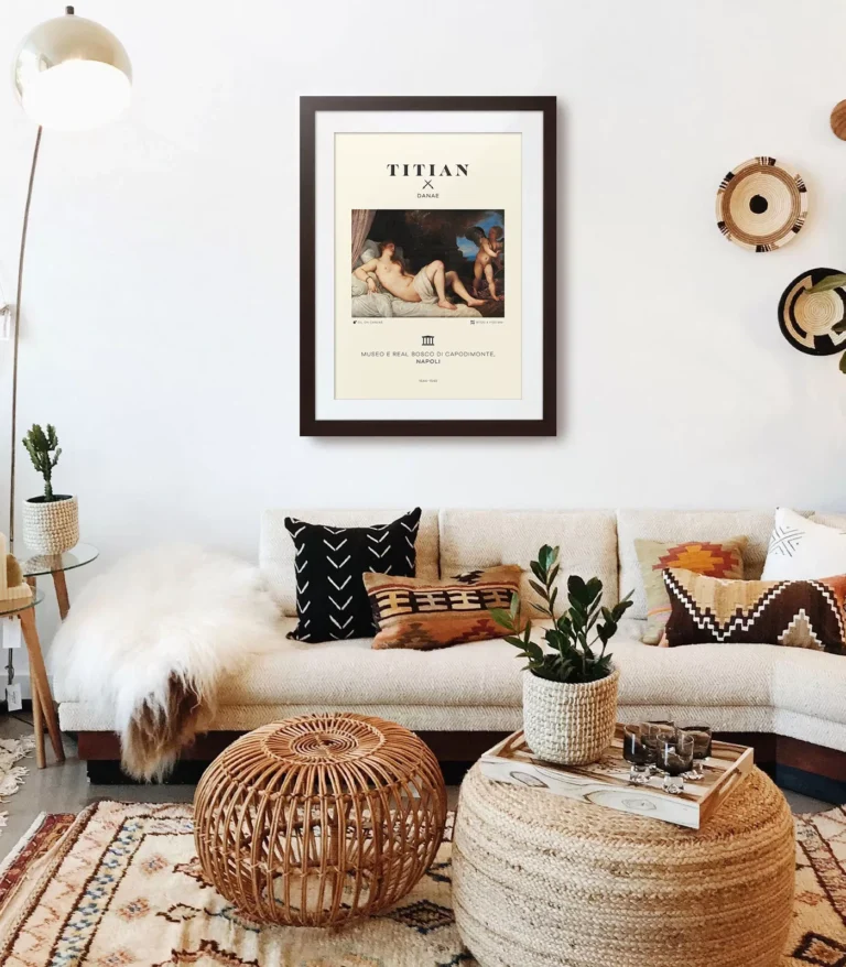 Mid-century modern Titian Danae poster