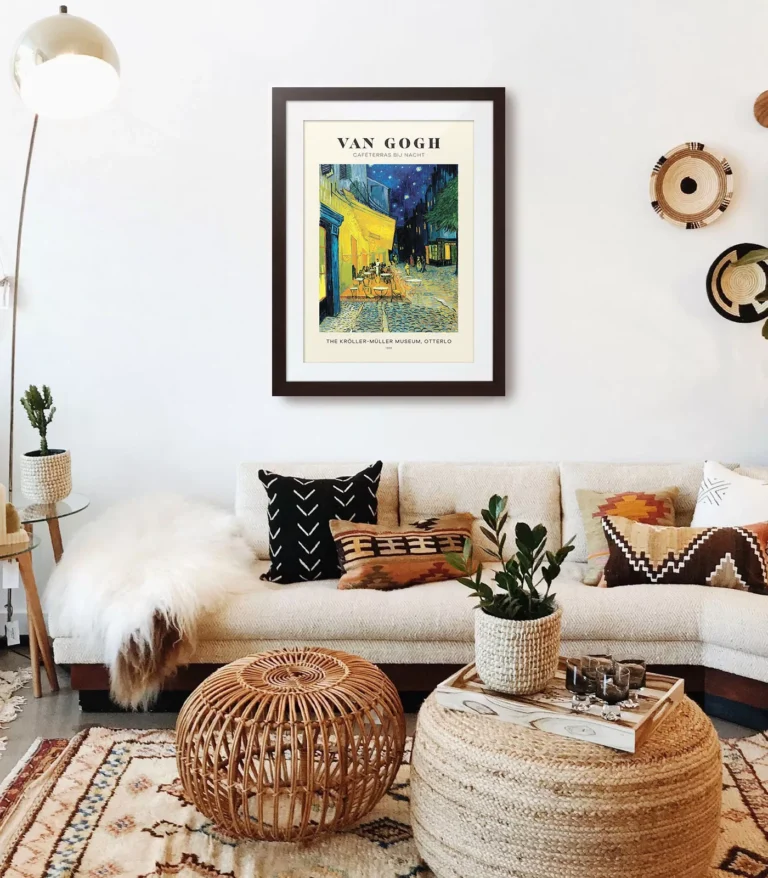 Mid-century modern Vincent van Gogh Caféterras Bij Nacht poster