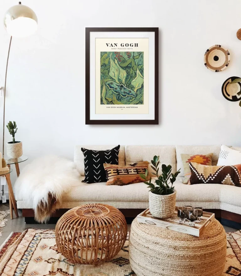 Mid-century modern Vincent van Gogh Giant Peacock Moth poster