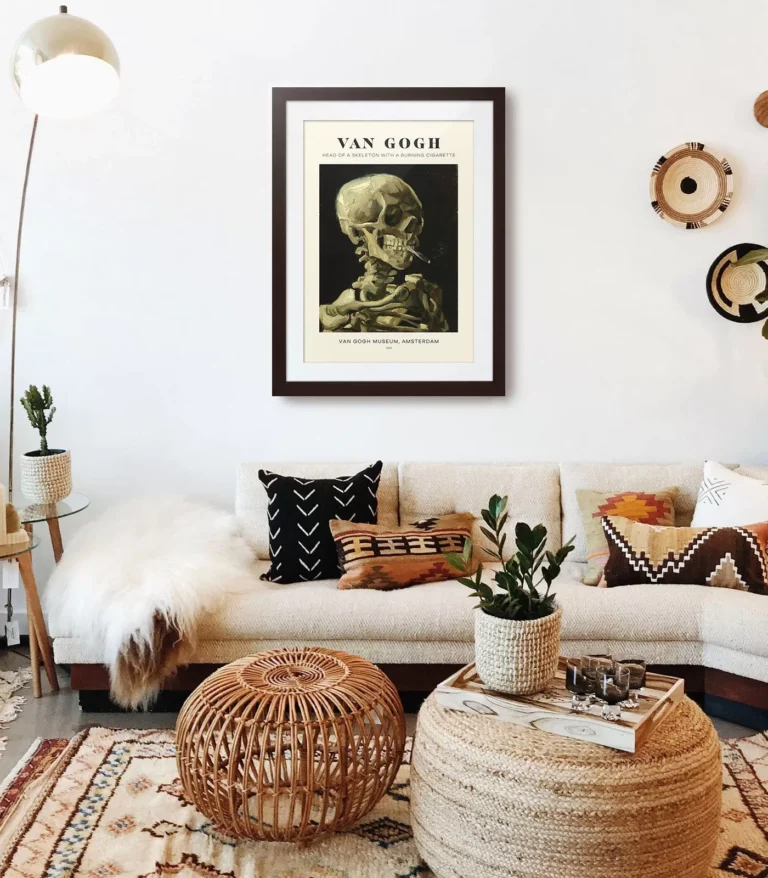 Mid-century modern Vincent van Gogh Head of a Skeleton with a Burning Cigarette poster